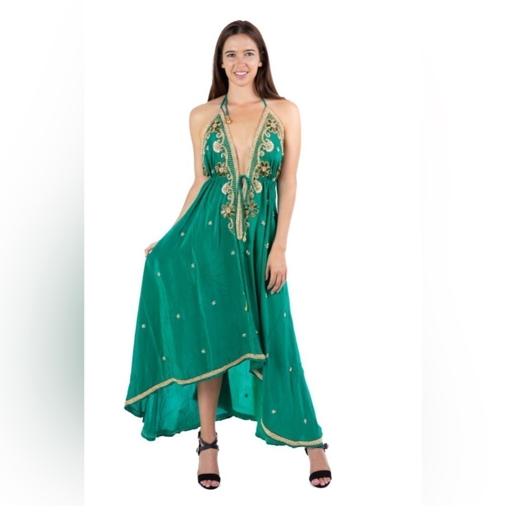 𝅺EMERALD Green Halter Dress